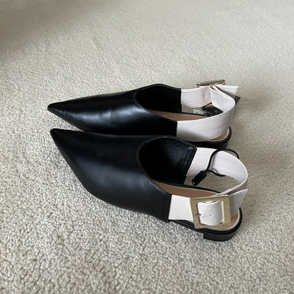 Zara Pointed Shoe Black and Cream Sandal Flats US 8 / EU 38 - Picture 3 of 3